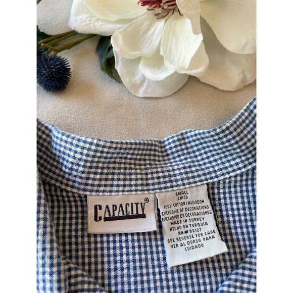 Vintage Capacity Gingham Embroidered Shirt & Pants Set S Grandmacore Cottagecore - Picture 6 of 16